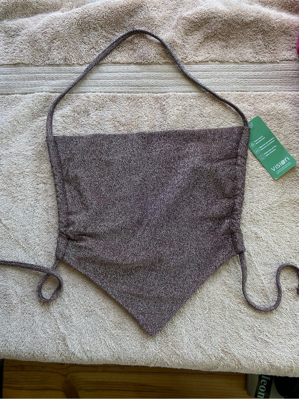 NWT Simons Shimmer Metallic Halter Top - Brown glitter XS